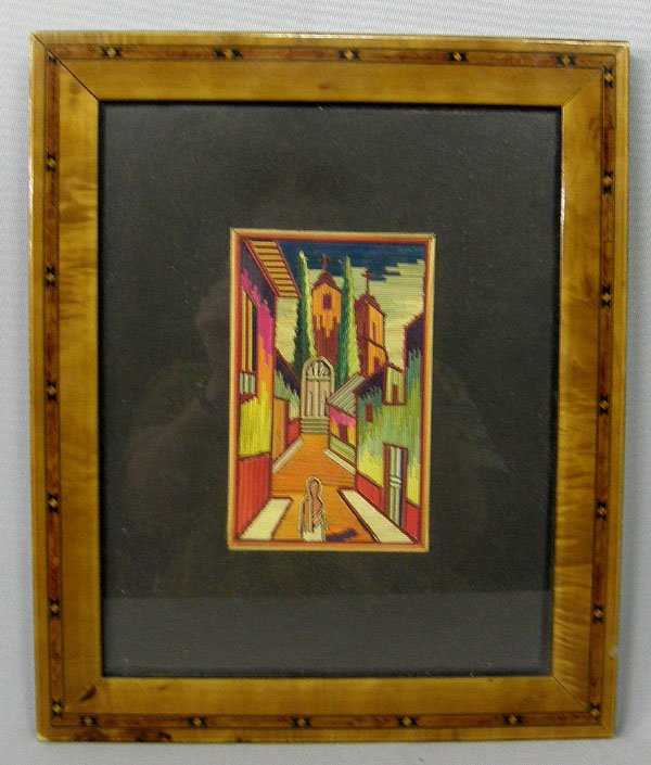 Mexican Framed Popote Straw Art 5''x 3.25'': Mexican Framed Popote Straw Art 5'' x 3.25''. Framed, Under Glass and Matted. SHI $25.