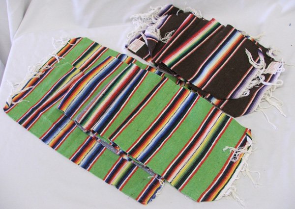 10 Mexican Serape Scarves 24''x9'' With Fringe