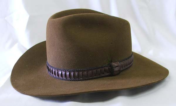 Stetson Cowboy Hat Size 7 1/8: Stetson Cowboy Hat Size 7 1/8. Some moth damage. SHI $30.