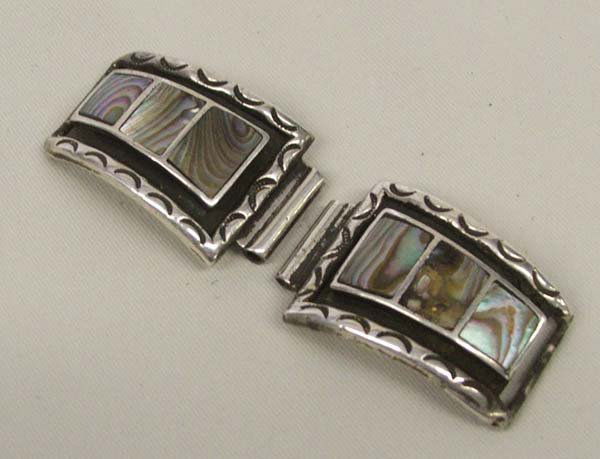 Sterling Silver Abalone Watch Tips 1.5'' x 1'': Sterling Silver Abalone Watch Tips 1.5'' x 1''. SHI $15.