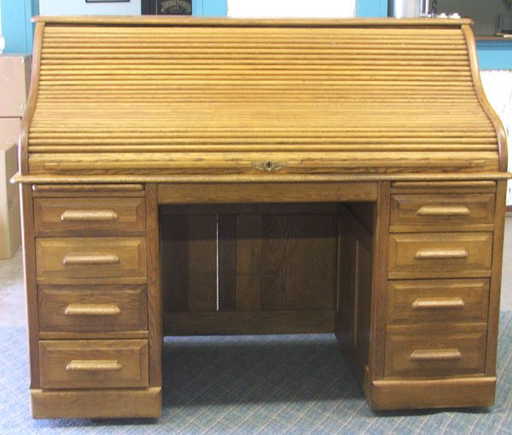 Antique Oak Rolltop Desk Made By Petersen 49x60x31 - Antique Oak Rolltop Desk Made By Petersen 49x60x31