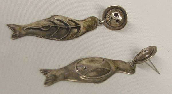 Aleutian Sterling Earrings by Denise Wallace 2.25'': Aleutian Sterling Earrings by Denise Wallace 2.25''. SHI $15.
