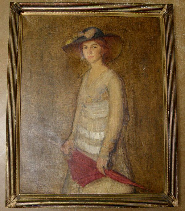 1918 Original Oil Painting By Simon Baus 39'' x 31'': 1918 Original Oil Painting By Indiana painter, Simon Baus, (1882-1969)known for his portraiture and landscapes. Painting measures 39" x 31". Simon Paul Baus, a Gubernatorial Painter, has sold many pai