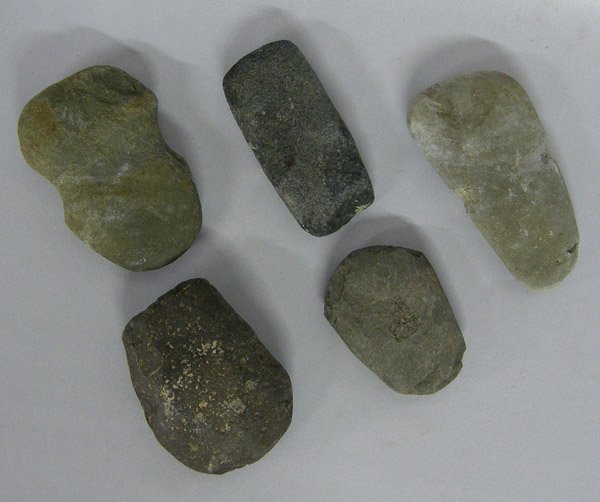 5 Prehistoric Stone Axe Heads Longest: 5 Prehistoric Stone Axe Heads Longest 5 Inches. SHI $20.