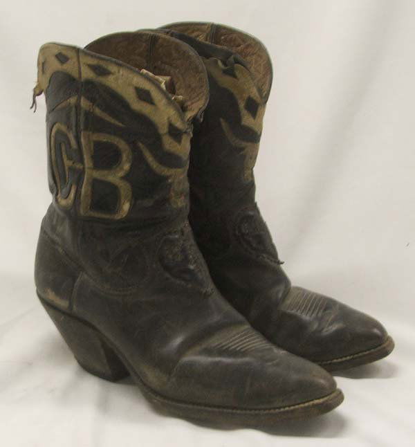Vintage Cowgirl Monogrammed Boots Sz sm: Antique Pair Western Boots, monogrammed C bar B on the side of the boots. Small Size. Initials ''CB'' on outer sides. SHI $20.