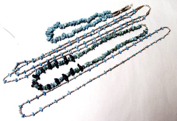 4 Navajo Turquoise Nugget Necklaces