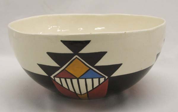 San Felipe Pueblo Glazed Pottery Bowl: San Felipe Pueblo Glazed Pottery Bowl, 4 3/8'' x 9 3/8''. SHI $25.