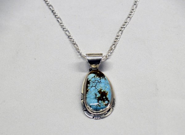 Navajo Sterling & Turquoise Pendant by P Sanchez: Navajo Sterling & Turquoise 2 Inch Pendant by Patrick Sanchez. SHI $15.