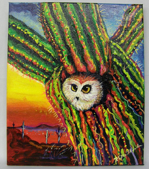 Original Acrylic Painting by Kills Thunder: Original Acrylic Painting by Kills Thunder, 9.75''x11.5''. SHI $30.