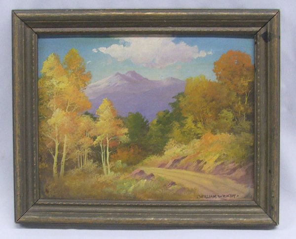 Original Framed Oil Painting Signed William Wendt: Original Framed Oil Painting signed William Wendt. Acquired from local Alburquerque estate. Visual Measures 6.5''x8.5''. SHI $30.