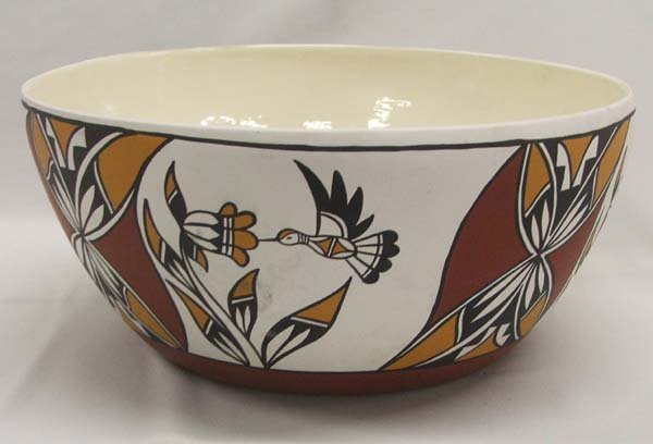 San Felipe Pueblo Bowl By B. Velosquez: San Felipe Pueblo Glazed Pottery Bowl By B. Velosquez.5 1/2''H x 11 1/2''W. SHI $30.