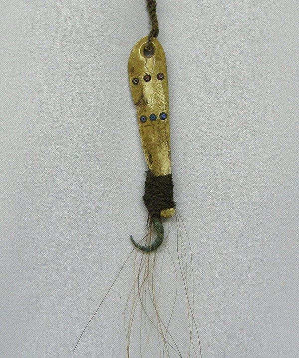 Vintage Eskimo Bone Fishing Lure: Vintage Eskimo Bone Fishing Lure, 4'' Long. SHI $15.