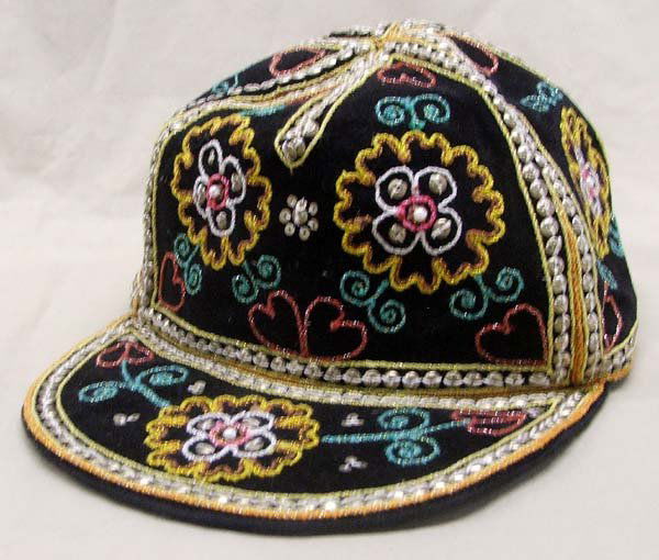 Myanmar Burma Beaded Cap: Myanmar Burma Beaded Cap, inside measures approx. 21''. SHI $15.