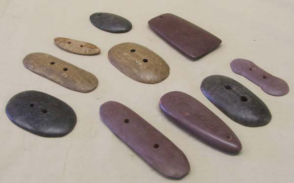 Collection of Stone Gorgets, Pendants & Tools: Collection of Stone Gorgets, Pendants & Tools. Largest is 4.5''. Age of Items is Unknown. SHI $15.