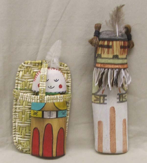 2 Hopi Flat Cradle Board Kachinas: 2 Hopi Flat Cradle Board Kachinas. Largest is 11''x3.5''x1''. SHI $20.