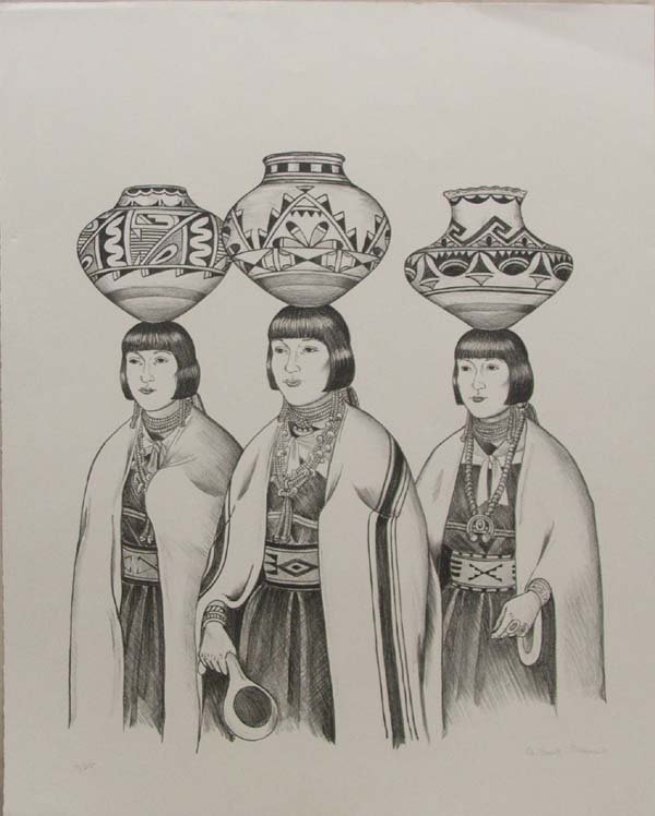 Signed & Numbered Print By Gilbert Atencio: Signed & Numbered Print By Gilbert Atencio, ''Gilbert Benjamin Atencio'', Nephew of Maria Martinez 1930-1995. Measures approx. 25 x 20'', numbered 11/25. SHI $35.