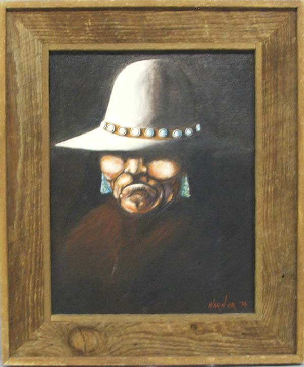 1974 Navajo Original Oil On Canvas By Warner: Navajo Original Oil On Canvas By Boyd Warner, 1974, measures approx. 13 1/2'' x 10 1/2''. Framed in a wood frame. SHI $35.