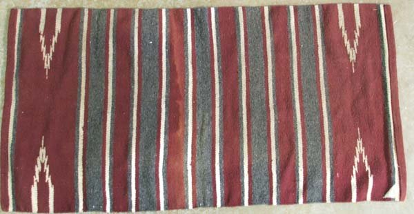 Double Mexican Wool Saddle Blanket: Double Mexican Wool Saddle Blanket, measures approx. 54'' x 28''. SHI $20.