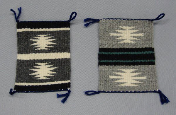 2 Navajo Miniature Rug Samplers : 2 Navajo Mini Textiles. Each measures 3.5''x5''. SHI $15.