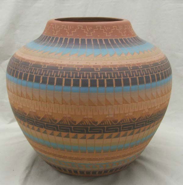 Large Navajo Carved Pottery By artist J. Watson Largo
