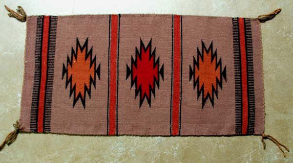 Navajo Textile Rug From Crown Point New Mexico: Navajo Textile From Crown Point New Mexico, measures approx. 32'' x 16''. SHI $20.