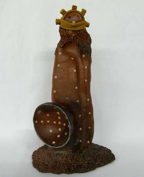 Jemez Ceramic Mudhead Sculpture By Miriam Nampeyo: Jemez Ceramic Mudhead Sculpture By Miriam Nampeyo, measures approx. 11'' tall. SHI $25.