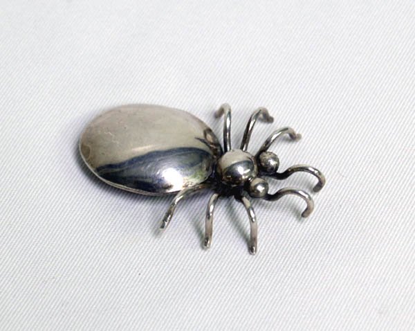 Navajo Silver Beetle Pin Hallmarked EEX - 2