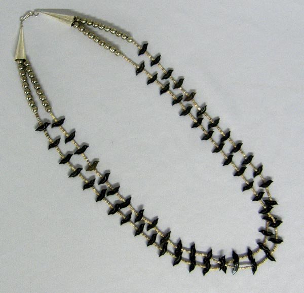 Zuni Silver Bird Fetish Heishi Bead Necklace