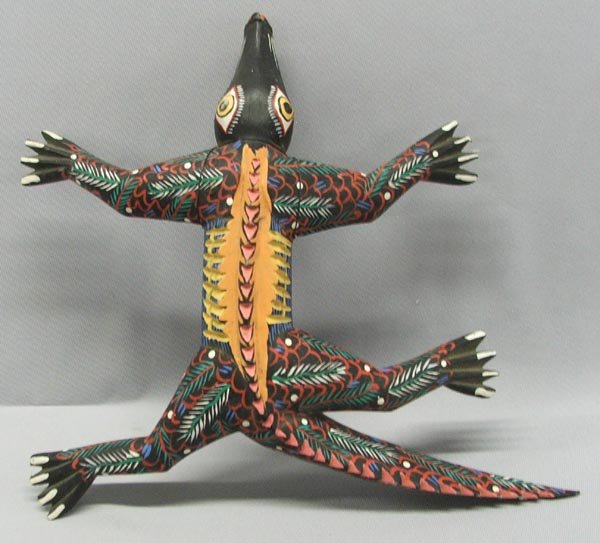 Alebrije Wooden Lizard By Francisco H Cruz: Alebrije Wooden Lizard By Francisco Hernandez Cruz, measures approx. 10'' x 11''. SHI $25.