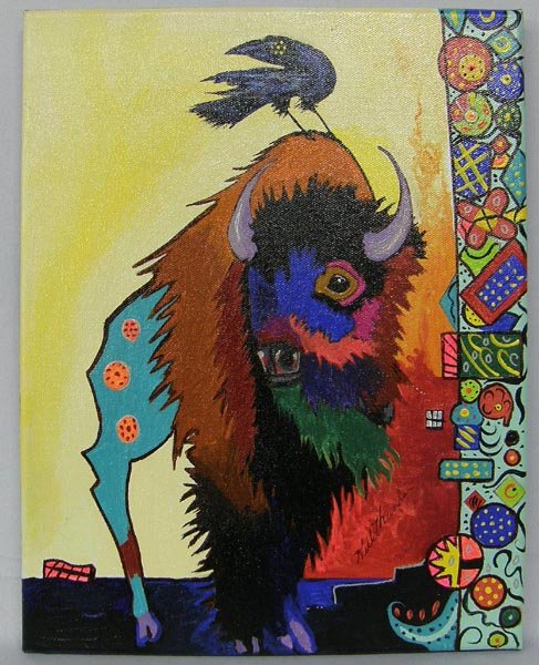 Original Indian Painting By Kills Thunder: Original Indian Painting By Kills Thunder, measures approx. 11" x 14". SHI $25.
