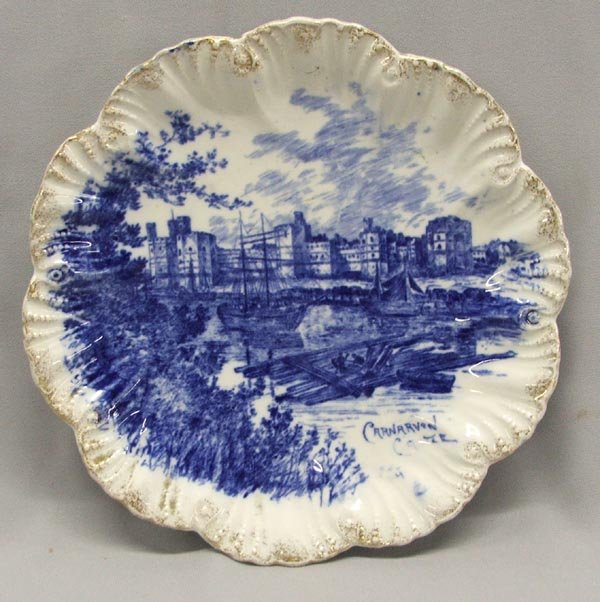 Antique English Flow Blue Plate - Carvarvan Castle: Antique English Flow Blue Plate - Carvarvan Castle. Measure 9'' Diameter. SHI $20.