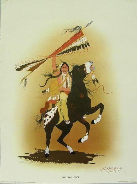 1979 Signed and Numbered Print by Antowine Warrior: 1979 Signed and Numbered Print by Antowine Warrior, Titled, ''The Challenge. Number 1218/3000. SHI $30.