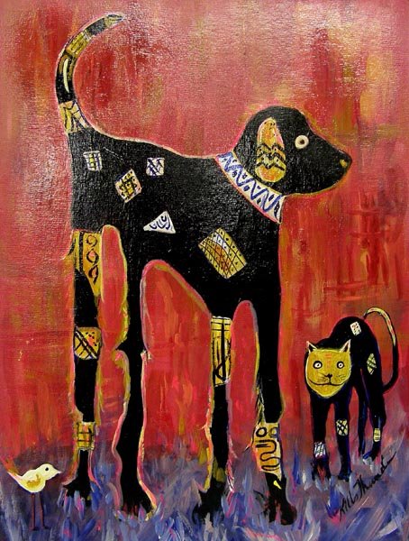 Original Acrylic Painting By Kills Thunder: Original Acrylic Painting By Kills Thunder, measures approx. 12" x 16", on artist board. SHI $25.