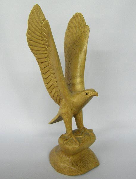 Wood Carving Of Eagle: Wood Carving Of Eagle, measures approx. 8 1/2''H x 3''W x 3''L. SHI $25.