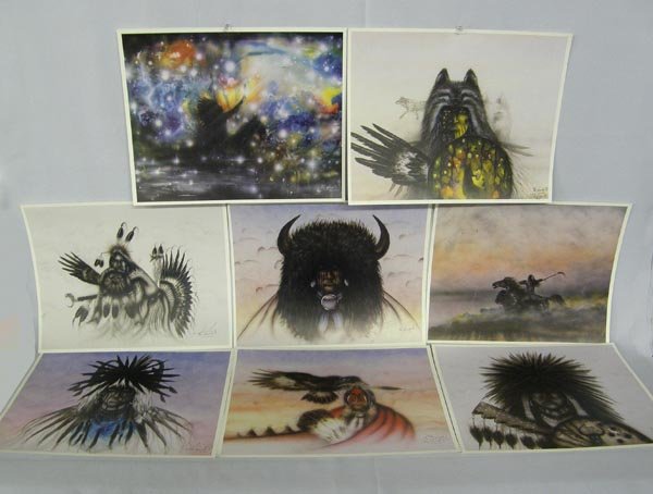 Collection Comanche Hand Signed Prints By Saupitty: Collection Comanche Hand Signed 1995 Prints By Tim Saupitty. Measure approx. 11'' x 14''. SHI $25.