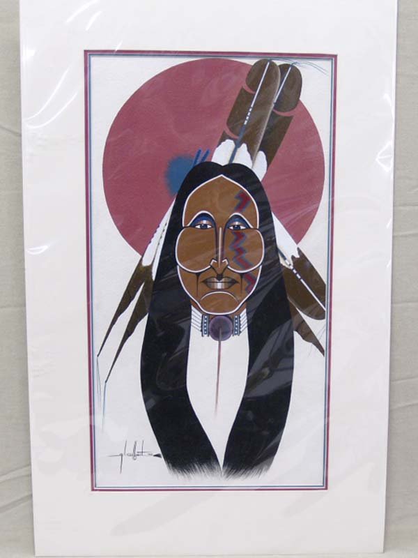 2002 Creek Original Painting By Gary Colbert: 2002 Creek Original Acrylic Painting By Gary Colbert. Titled ''Teton Sioux''. Gary L. Colbert is from the Creek Tribe. Information on the back of the painting. Measures approx. 19.5'' x 10.5''. SHI $3