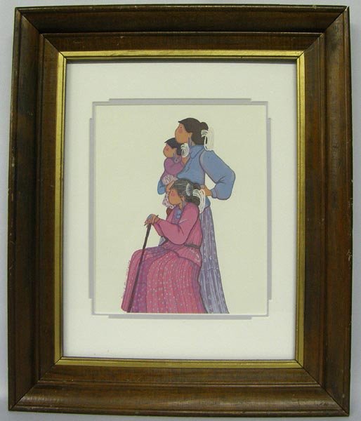 1985 Virginia Stroud Print: 1985 Virginia Stroud Print, framed in a wood frame, double matted, under glass. SHI $35.