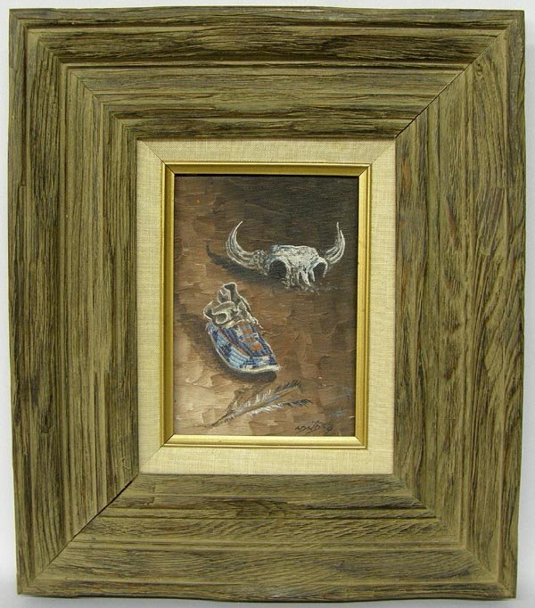 Original Framed Oil By Neil David: Original Framed Oil By Neil David. Framed in a wood frame, measures approx. 7'' x 5''. SHI $30.
