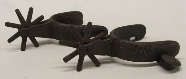 Antique Rare Mexican Vaquero Spurs: Antique Rare Mexican Vaquero Spurs. Measure 6''x4''. Rowels spin. SHI $20