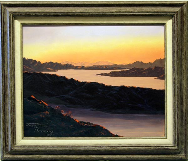 1986 Framed Original Oil by Judy Fleming: 1986 Framed Original Oil by NM Artist Judy Fleming, on canvas, measures approx. 15.5'' x 19''. SHI $35.