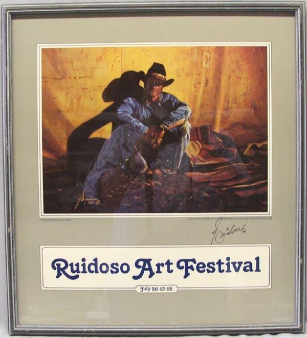 Signed Gordon Snidow Framed Poster: Signed Gordon Snidow Framed Poster. Framed in a wood frame, under glass. Measures approx. 15.5'' x 14.5''. SHI $35.