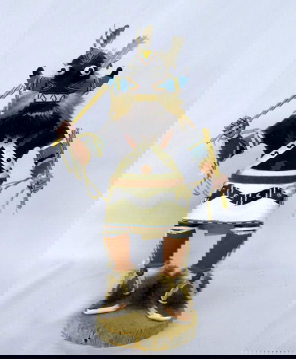 Hopi Kachina Broad Face Hallmarked DC: Hopi Kachina ''Broad Face'' Hallmarked by ''DC''. Measures approx. 13.5'' x 17.5''. SHI $25.