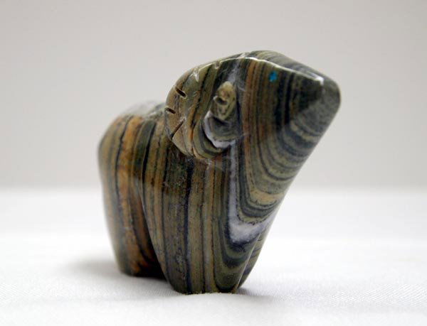 Zuni Ram Fetish w/Hallmark: Zuni Ram Fetish w/Hallmark, measures approx. 2" x 3" x 1". SHI $15.