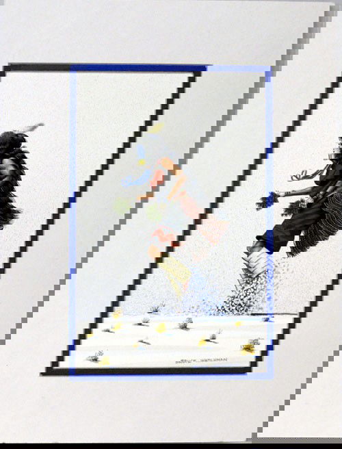 Navajo Original Painting by Bruce Watchman: Navajo Original Painting by Bruce Watchman, ''Female Yei''. Visual Measures approx. 8x5''. SHI $25