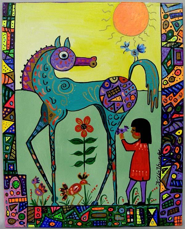 Original Acrylic Painting by Kills Thunder: Original Acrylic Painting by Kills Thunder. Measures 20''Hx16''W. SHI $35.
