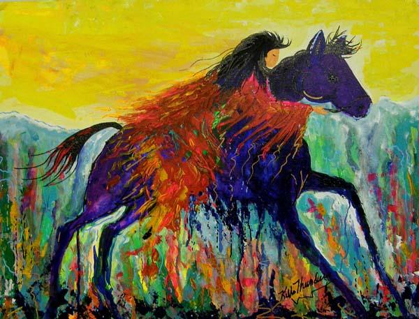 Original Acrylic Painting by Kills Thunder: Original Acrylic Painting by Kills Thunder. Measures 18''Hx24''W. SHI $40.