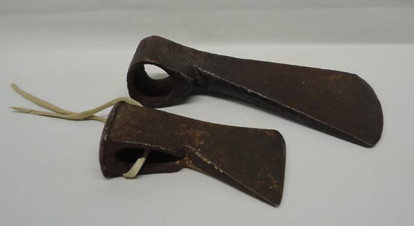 Pr Hand Forged Iron Trade Axes: 2 Trade Axes, largest measures approx. 7 1/2'' x 3 1/2''. SHI $20.