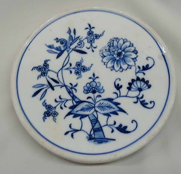 Antique Meissen Cobalt Blue Trivet: Antique Meissen Cobalt Blue Trivet. Measures approx. .75''H x 5''D. SHI $20.
