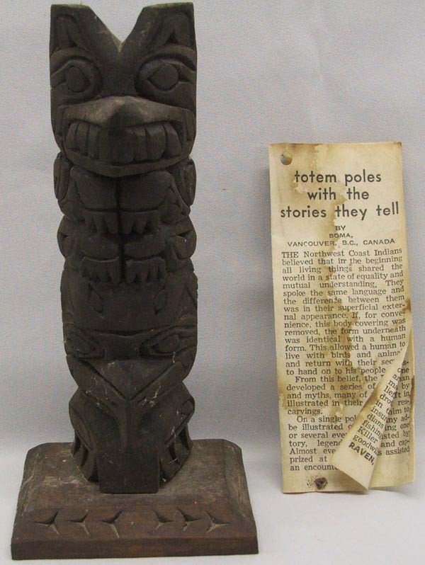 Vintage North West Coast Wood Totem: Vintage North West Coast Wood Totem. Measures approx. 6 1/2'' tall. SHI $20.