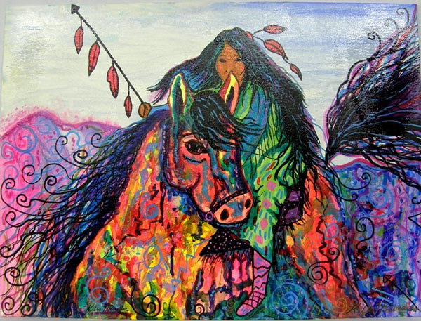 Original Painting by Kills Thunder: Original Acrylic Painting on Artist Board by Kills Thunder. Measures 18''x24''. SHI $35.